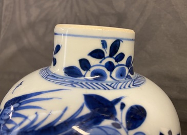 A Chinese blue and white five-piece garniture, Kangxi